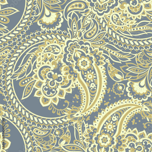 Orante damask background. Paisley seamless pattern