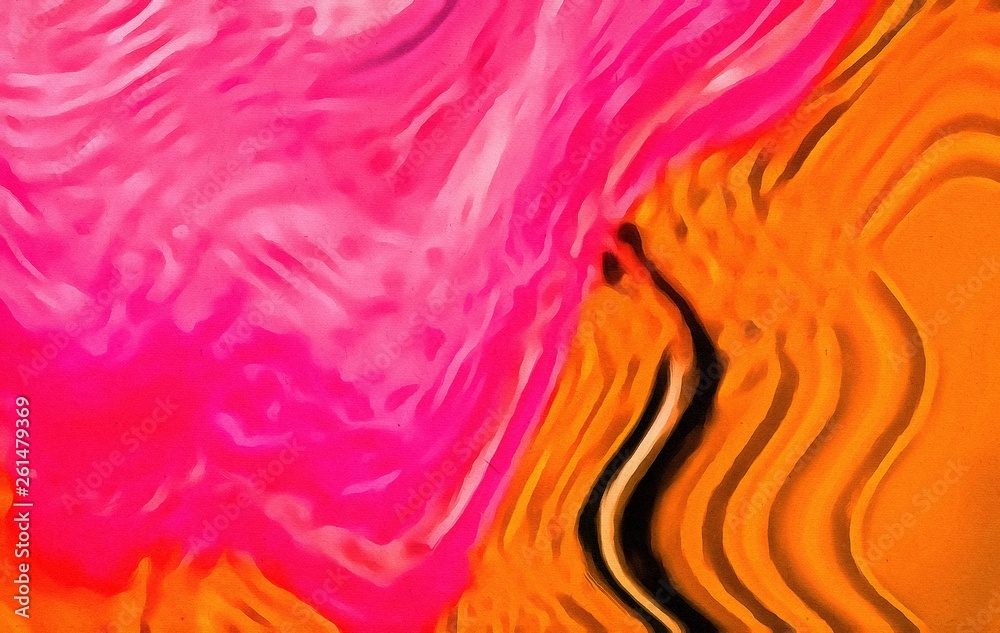Fototapeta premium Watercolor abstract background pattern with chaotic multi color waves. Psychedelic cartoon bright effect. Little wet and liquid elements.