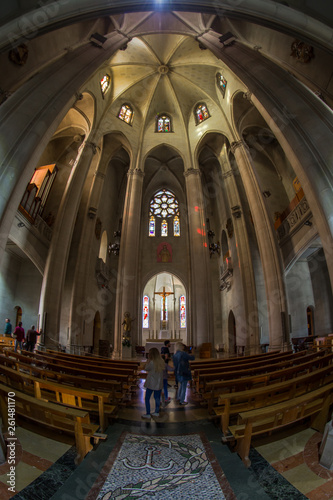 A interior view of The Temple of the Sacred Heart on Mount Tibidabo