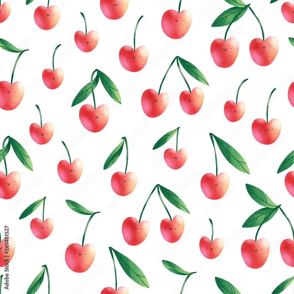 Cute cherry berries seamless pattern Cute cherry berries seamless pattern