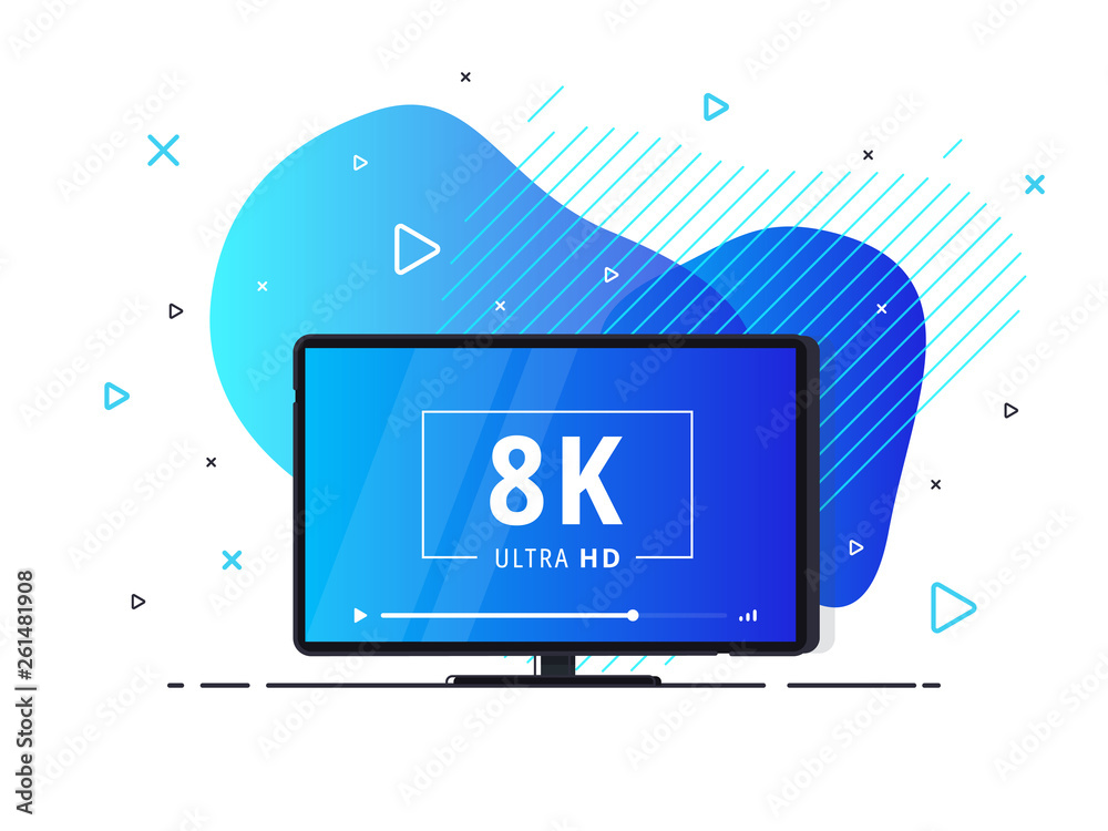Modern abstract screen tv with 8k Ultra HD video technology. LED ...