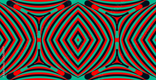 Color seamless pattern with hypnotic trance texture. Abstract multicolored striped background. Op art unique bright abstraction. Psychedelic trippy art.