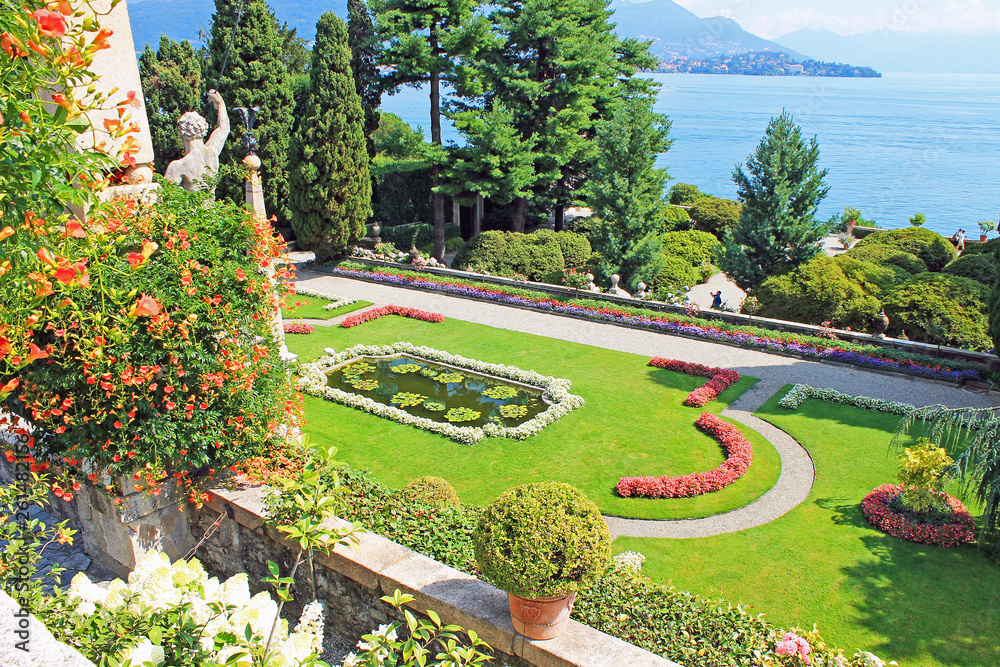 Fototapeta premium Landscape design on the island of Isola Bella on lake Maggiore in Italy