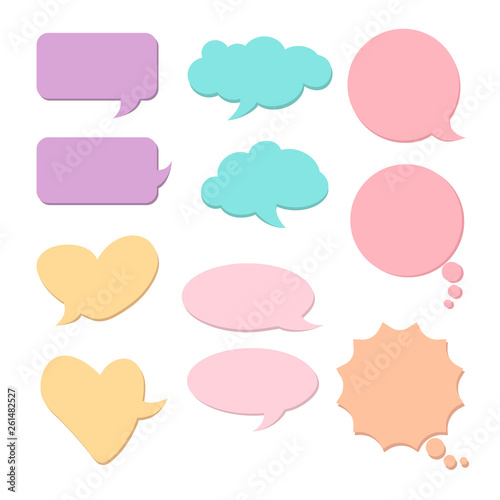 Clorful collection of speech bubbles. Flat bright vector illustration.