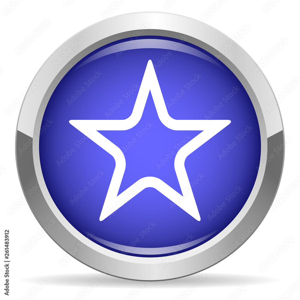 Star icon. Round bright blue button. Star icon. Round bright blue button.