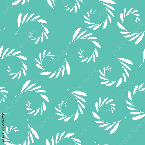 Seamless pattern with plant elements. Floral wallpaper with branches with leaves. Art can be used for wallpaper, packing, printing. Summer print.