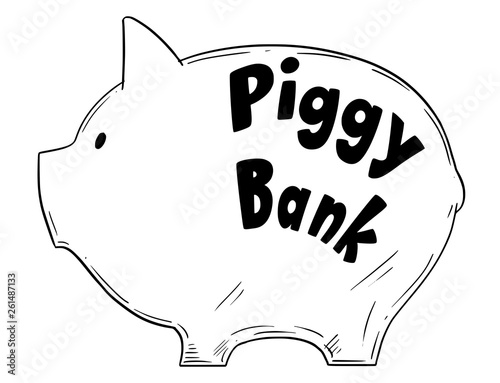 Vector Drawing of Piggy Bank as Finance Metaphor