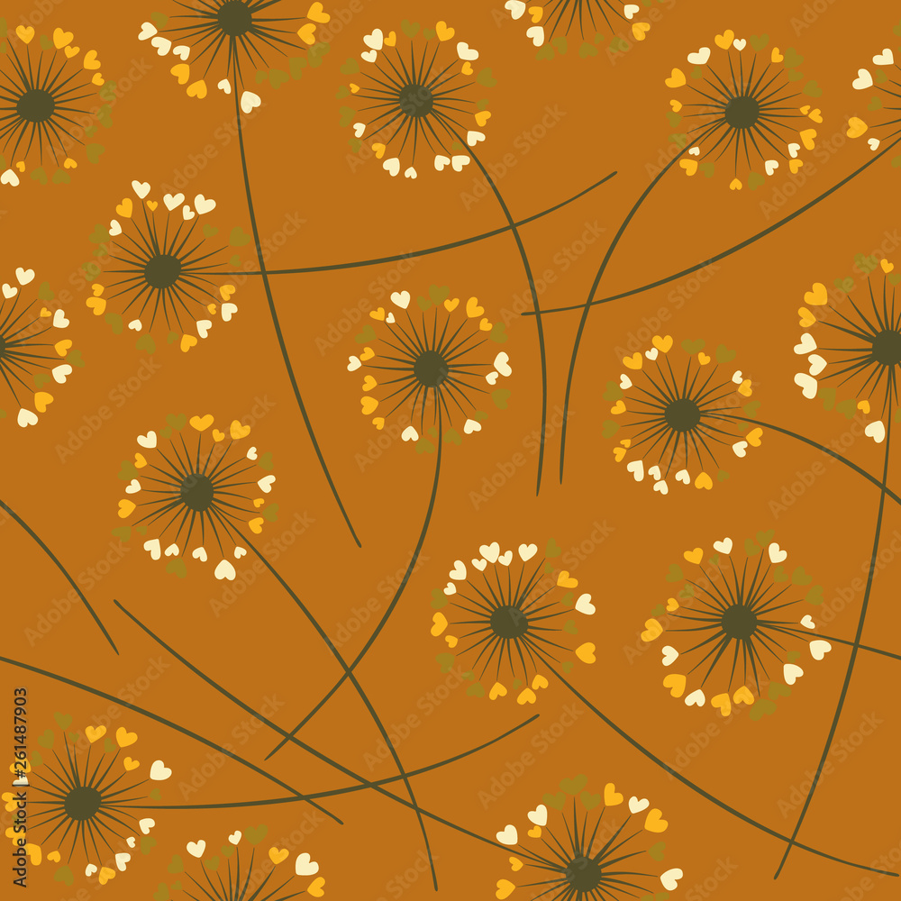 Dandelion blowing vector floral seamless pattern. Dandelion blowing vector floral seamless pattern.