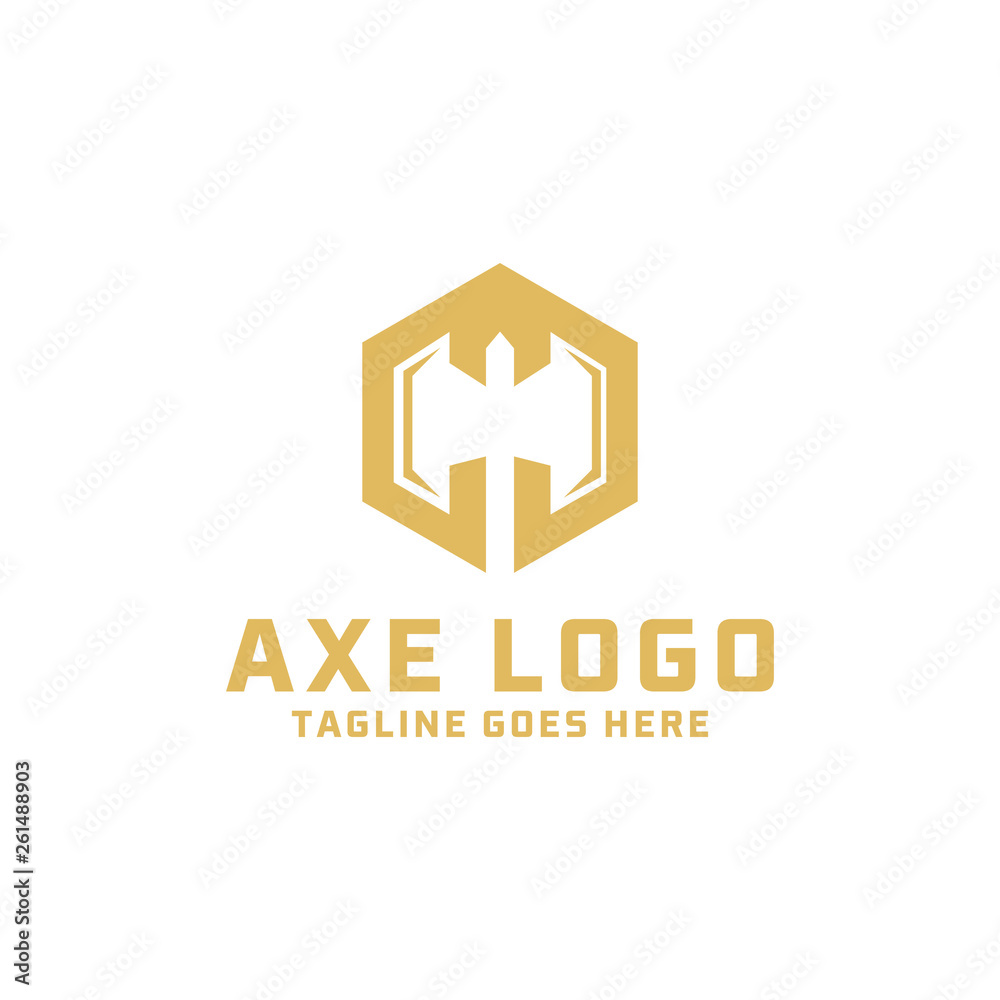 Axe Logo Design Inspiration. Flat And Modern Icon. Hexagon Symbol. Weapon Graphic Vector. Creative Logotype. Emblem for Industry and Business. Axe Logo Design Inspiration. Flat And Modern Icon. Hexagon Symbol. Weapon Graphic Vector. Creative Logotype. Emblem for Industry and Business.