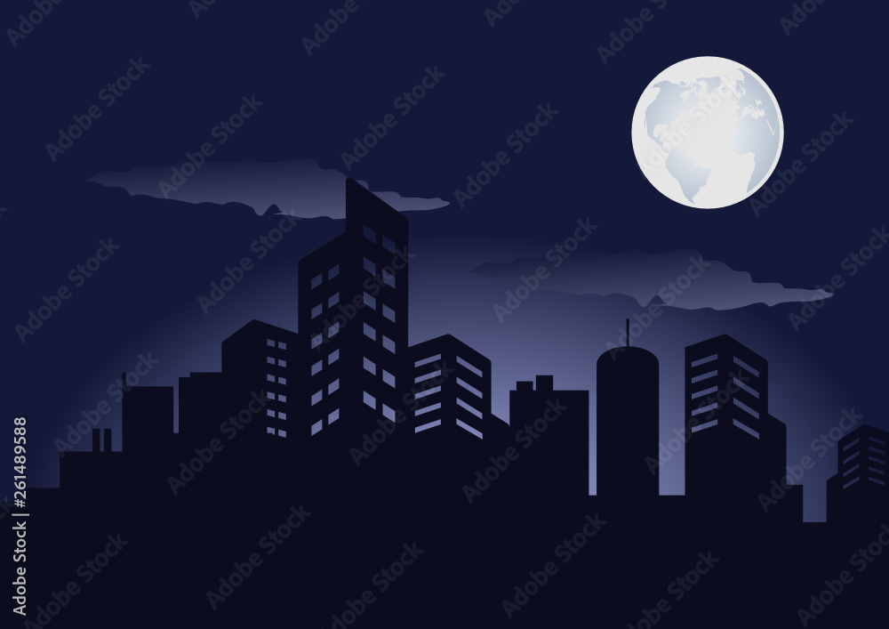 city at night silhouette design