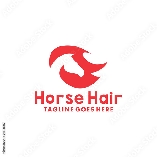 Horse Hair Logo Design Inspiration. Flat And Modern Icon. Face Animal Character Symbol. Beautiful Graphic Vector. Simple And Unique Logotype. Emblem For Company And Business.
