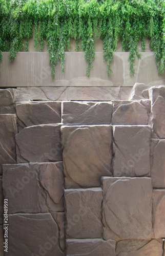 rocky wall of decorative stone