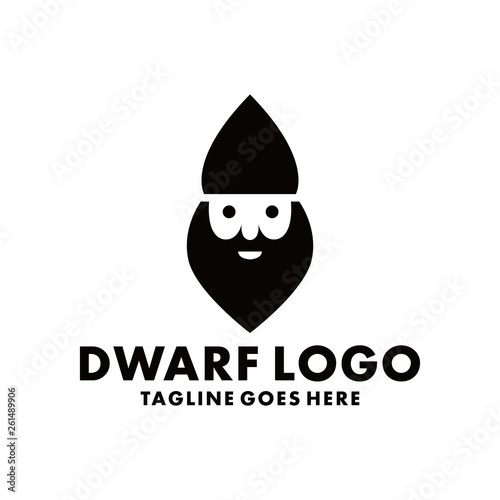 Dwarf Logo Design Inspiration. Flat And Classic Icon. Men Character Symbol. Barbershop Graphic Vector. Fashion Logotype.