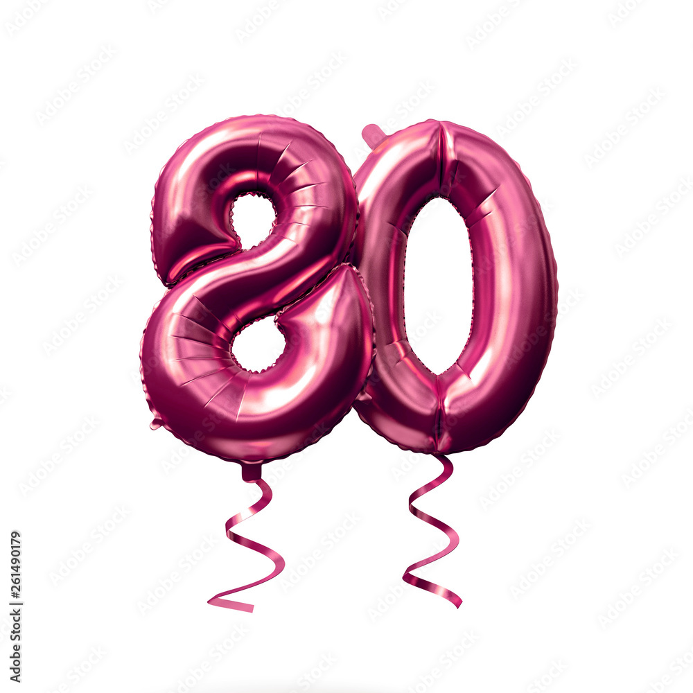 Number 80 rose gold helium balloon isolated on a white background. 3D Render Number 80 rose gold helium balloon isolated on a white background. 3D Render