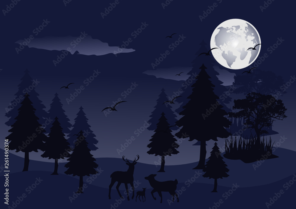 Fototapeta premium halloween night background with full moon and bats