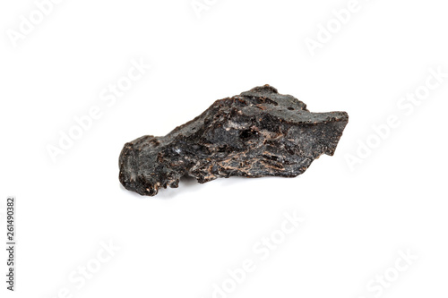 Macro stone mineral meteorite tektite on white background