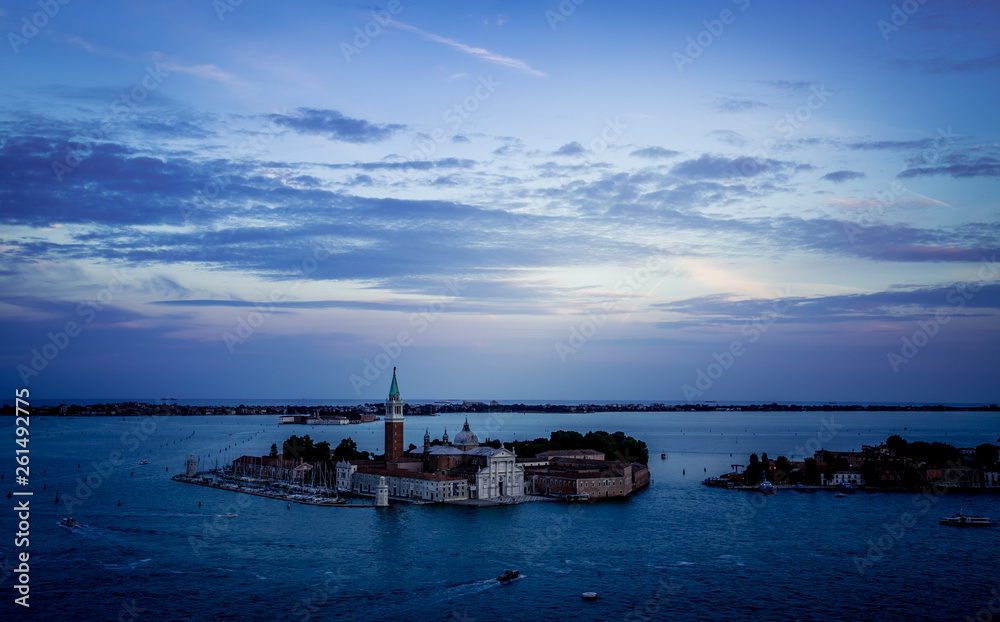 Aerial view of Venice City at sunset time