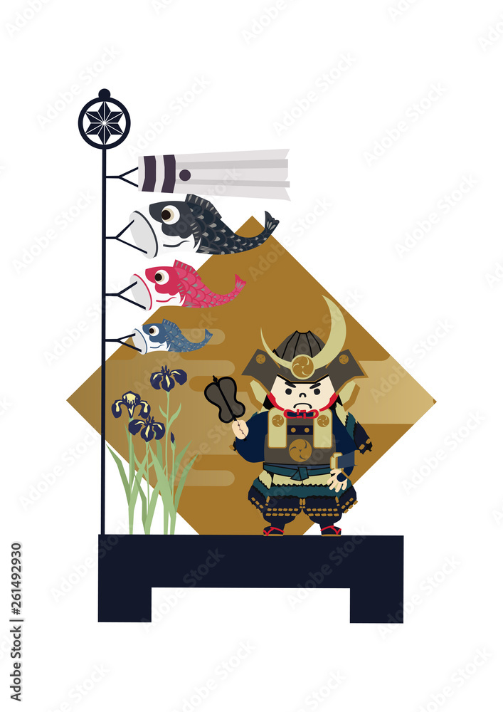 鎧武者 端午の節句のイメージ 日本の季節のイラスト 五月人形 こどもの日のイラスト素材 Stock ベクター Adobe Stock