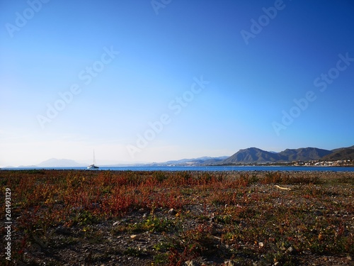 landscape with mountains and blue sky