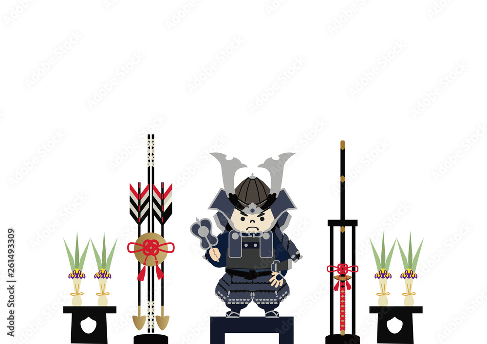 鎧武者 端午の節句のイメージ 日本の季節のイラスト 五月人形 こどもの日のイラスト素材 Stock Vektorgrafik Adobe Stock