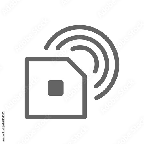 Radio frequency identification chip line icon.