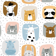 Keuken achterwand Honden patronen Grappige dierenportretten Scandinavisch patroon  © solodkayamari