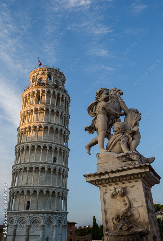 A view of famous Leaning tower of Pisa, Italy