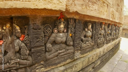 ten Mahavidya hindu angry goddesses ancient bas-reliefs on old temple southern indian style of architecture Bhubaneswar Odisha photo