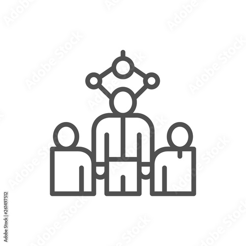 Choosing best employee for job, recruitment people, recruiting agency line icon.