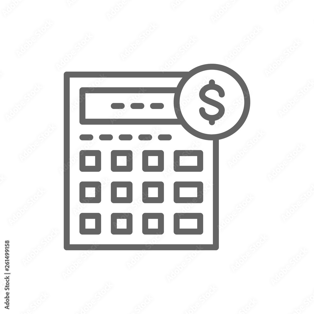 Calculator, bookkeeping, accounting, finances, economy line icon. Calculator, bookkeeping, accounting, finances, economy line icon.