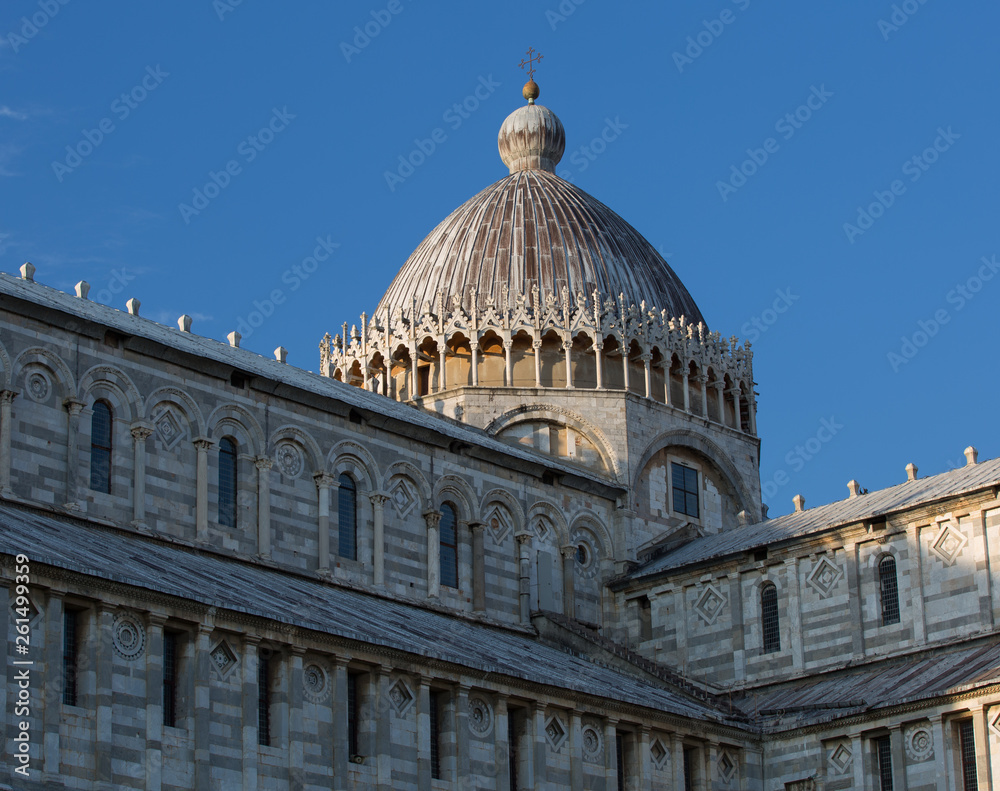 A view of Famous old white cathedral in Pisa, Italy