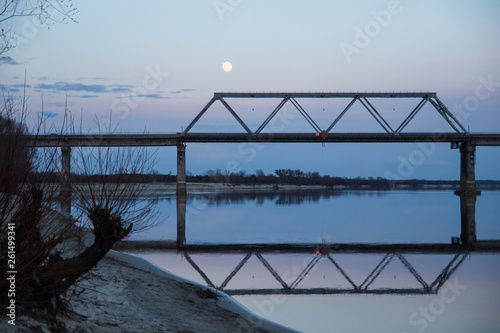bridge in water reflection moon