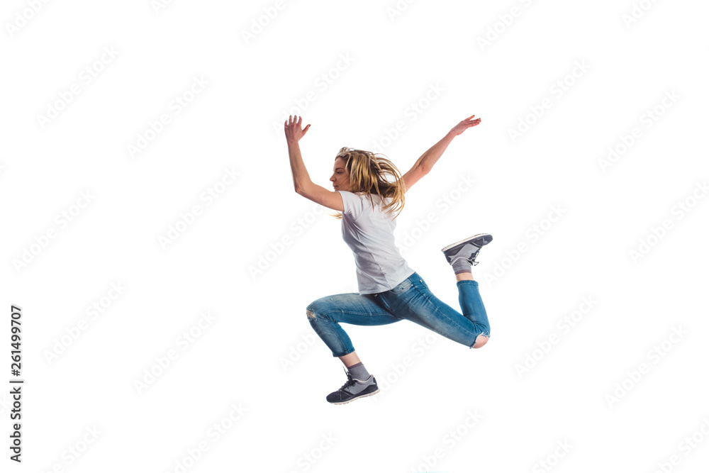 Cool girl doing aerobic