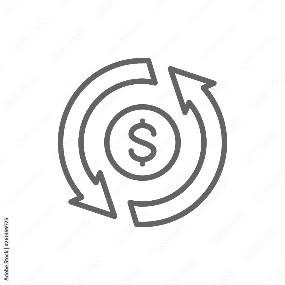 Currency exchange, money transfer, convert, quick loan, refund line icon. Currency exchange, money transfer, convert, quick loan, refund line icon.