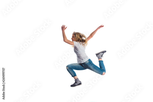 Cool girl doing aerobic