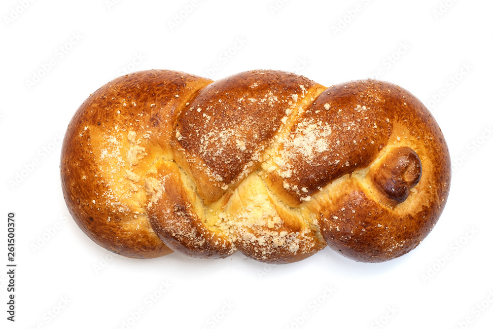 Braided bun isolated on white background. Top view Braided bun isolated on white background. Top view