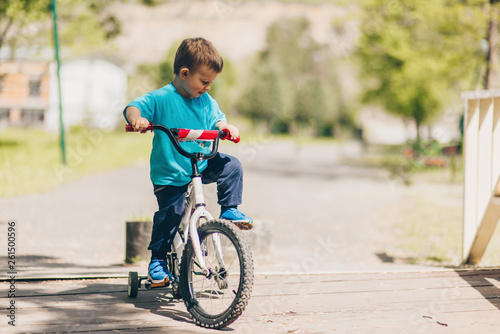 Kid driving bicycle