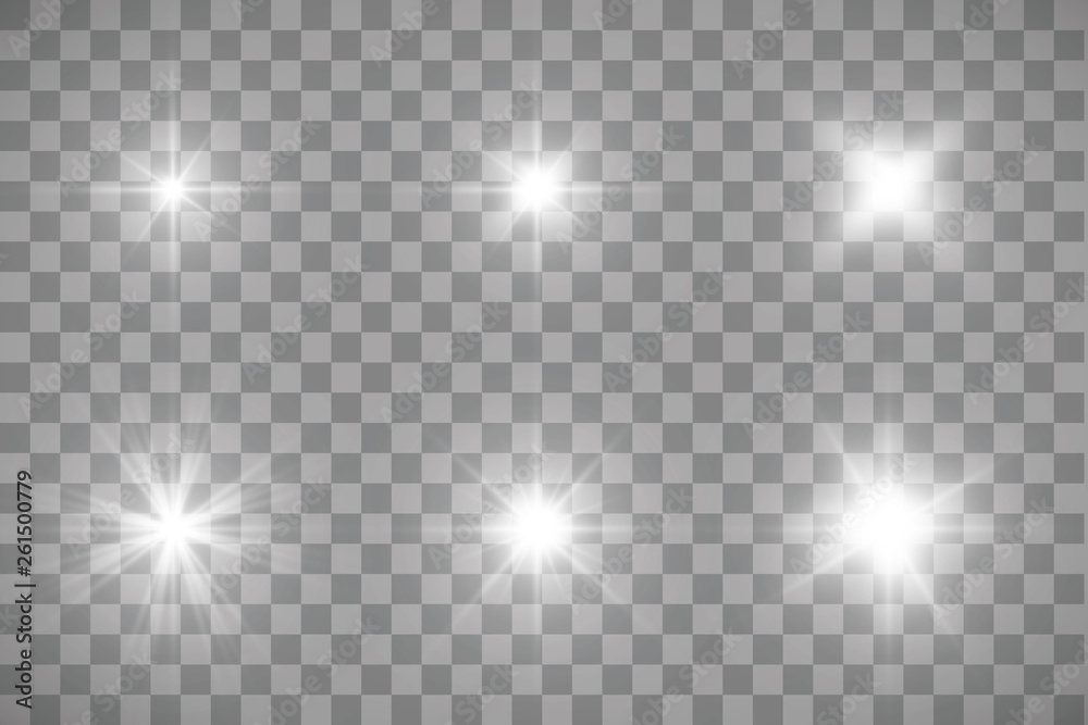 Set of Vector glowing light effect stars bursts with sparkles on transparent background. Transparent stars Set of Vector glowing light effect stars bursts with sparkles on transparent background. Transparent stars