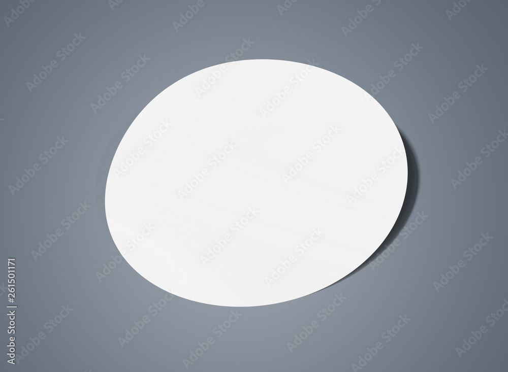 Rounded shaped sticker mockup isolated on grey 3D rendering Rounded shaped sticker mockup isolated on grey 3D rendering