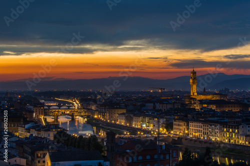 A view of Florence skyline at sunset time