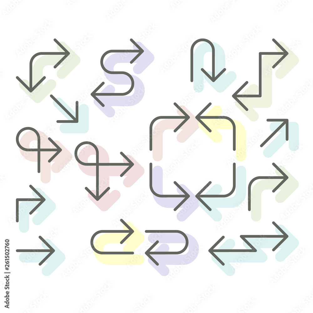 Thin arrows set - navigational simple line arrows for website or app Thin arrows set - navigational simple line arrows for website or app