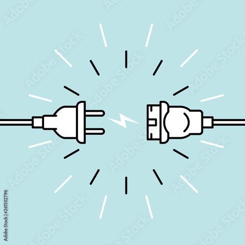 Unplugged electric plug and socket  - 404 error, disconnection, loss of connect, bond opening