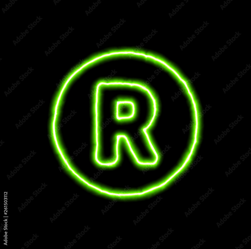 green neon symbol registered