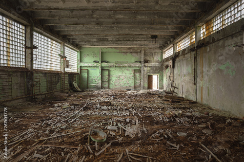 Abandoned Sport Hall in School of Pripyat Chernobyl photo