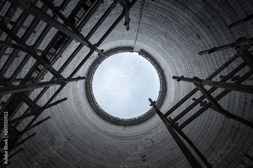 Wallpaper Mural Cooling Tower interior as abstract industrial background