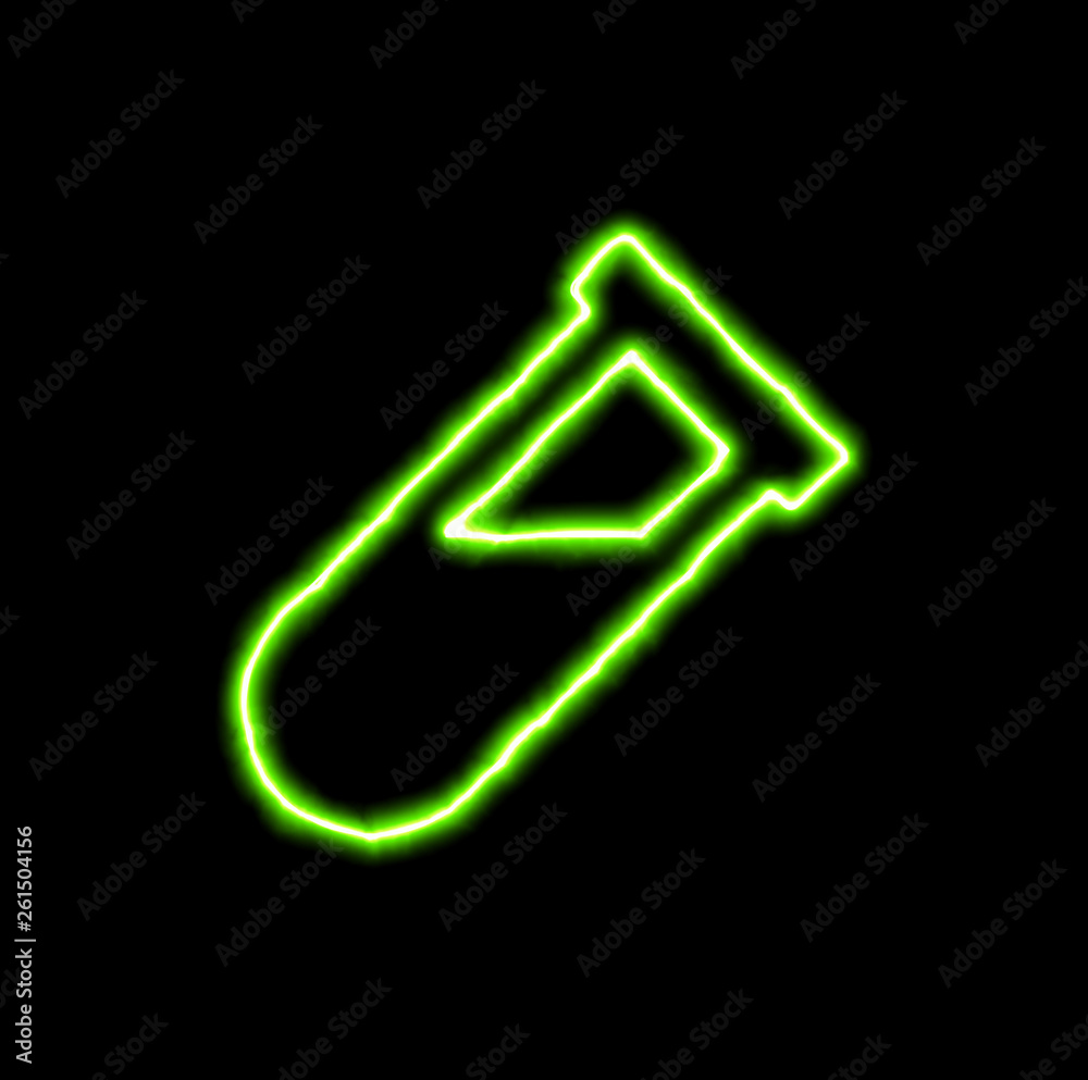 green neon symbol vial green neon symbol vial