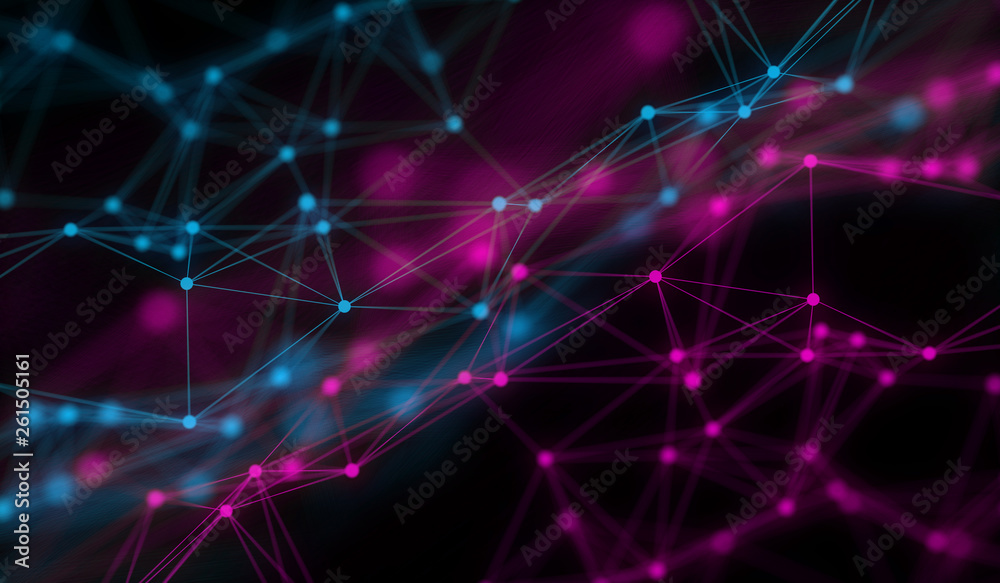Abstract polygonal neural space background with connection structure. 3d rendering, illustration Abstract polygonal neural space background with connection structure. 3d rendering, illustration