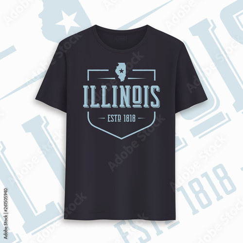 Illinois state graphic t-shirt design, typography, print. Vector illustration.