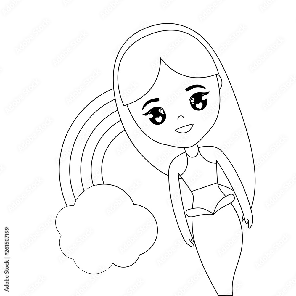 Obraz premium cute mermaid with rainbow