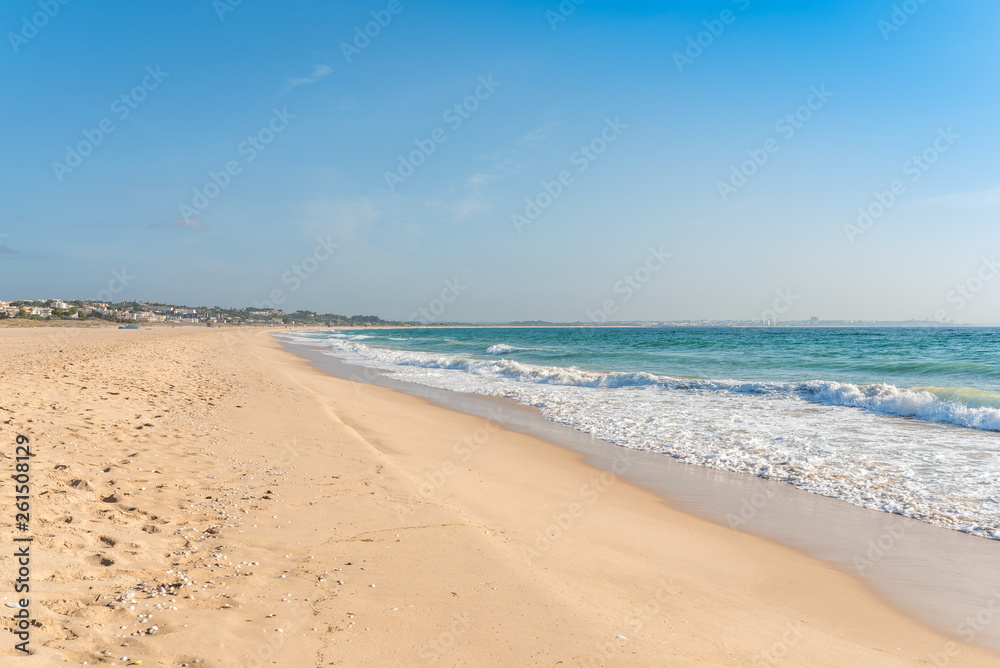 The Meia Praia, in English, half beach, ist the most popular beach of Lagos.  Meia Praia is one of the largest open bays in Europe Stock Photo | Adobe  Stock